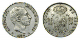Alfonso XII (1874-1885). 1884. 20 centavos. Manila (AC.110) Ar.
MBC