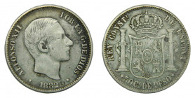 Alfonso XII (1874-1885). 1882. 50 centavos. Manila (AC.118) Ar.
MBC