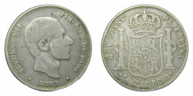 Alfonso XII (1874-1885). 1883. 50 centavos. Manila (AC.120) Ar.
MBC