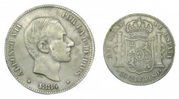 Alfonso XII (1874-1885). 1884. 50 centavos. Manila (AC.121) Ar. 
MBC