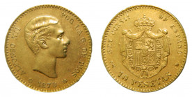 Alfonso XII (1874-1885). 1878 *18-78. EMM. 10 pesetas. Madrid (AC.65) 3,22 gr Au.
MBC