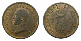 Alfonso XIII (1886-1931). 1911 * 1 PCV. 1 céntimo. Madrid. (AC.3) Ae.
SC