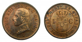 Alfonso XIII (1886-1931). 1913 *3 PCV. 1 céntimo. Madrid. (AC.5) Ae. Parte de brillo original.
EBC+