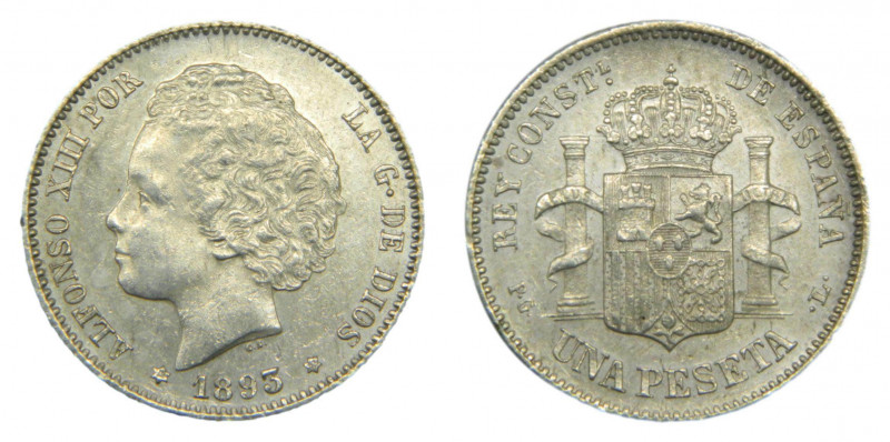 Alfonso XIII (1886-1931). 1893 *18-93. PGL. 1 peseta. Madrid. (AC.54). 4,94 gr. ...