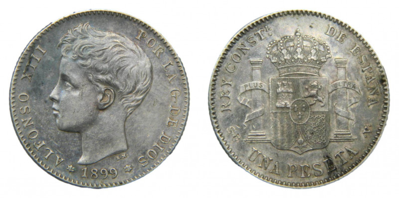 Alfonso XIII (1886-1931). 1899 *18-99. SGV. 1 peseta. Madrid. (AC.57). 4,95 gr. ...