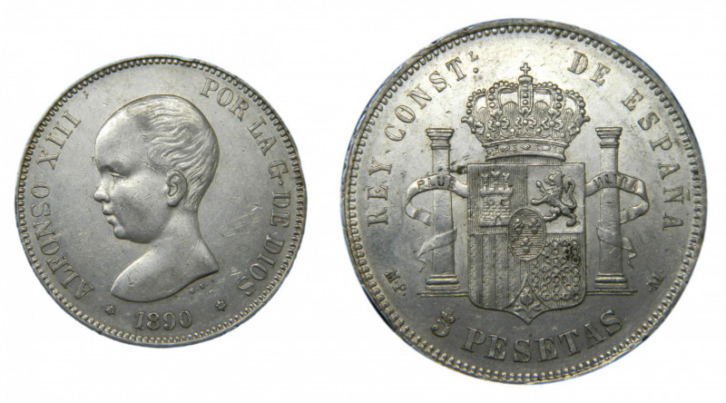 Alfonso XIII (1886-1931). 1890 *18-90. MPM. 5 pesetas. Madrid. (AC.95). 24,9 gr....