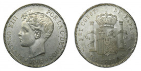 Alfonso XIII (1886-1931). 1898 *18-98. SGV. 5 pesetas. Madrid. (AC.109). 24,85 gr. Ar . Leves marquitas.
SC-