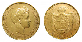 Alfonso XIII (1886-1931). 1899 *18-99. SMV. 20 pesetas. Madrid. (AC.116). 6,47 gr. Au.
MBC