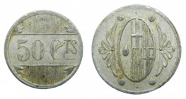 Guerra Civil. Ametlla del Vallès. s/f. 50 Céntimos. (AC 2). Al. 
MBC+