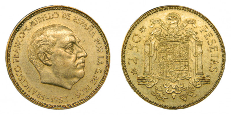 Estado Español. Franco. 1953 *19-71. 2,50 Pesetas PROOF. (AC.90). Proviene de ti...