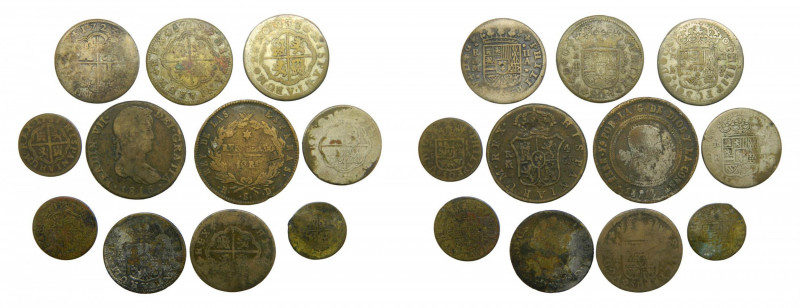 España. Lote x11 monedas FALSA DE ÉPOCA. Felipe V a Fernando VII.
MBC+