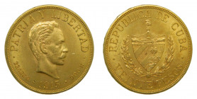 CUBA. 20 pesos. 1915. Jose Martí. Republic gold. (KM#21). 33,47 gr. Au. Marquitas.
MBC