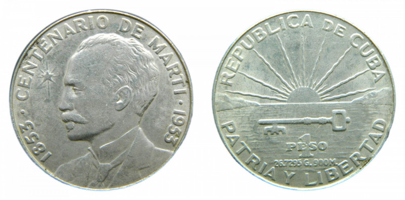 CUBA. 1953. Peso. Centenario de Martí. (KM#29). Ar. 
EBC