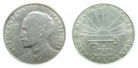 CUBA. 1953. Peso. Centenario de Martí. (KM#29). Ar. 
EBC