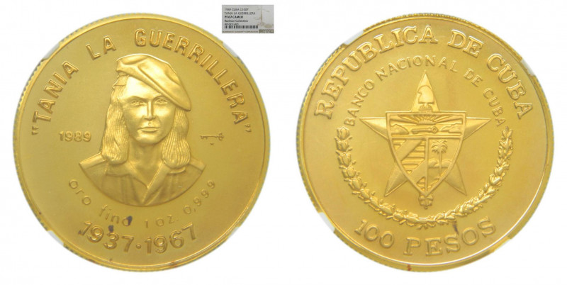 CUBA. 1989. 100 pesos (km#333). (NGC PF67 Cameo). 31,1 gr Au Proof. Tania la gue...