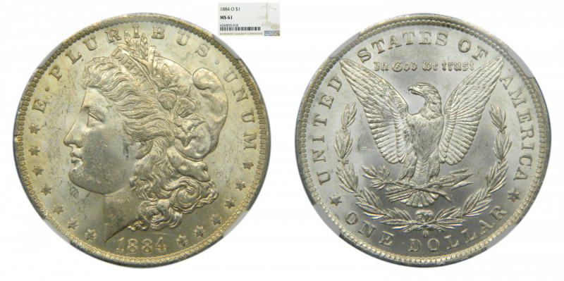 ESTADOS UNIDOS. 1884 O. New Orleans. Dólar Morgan. (km#110) Encapsulado por NGC...