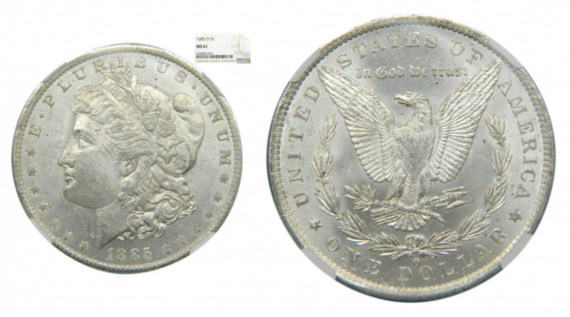 ESTADOS UNIDOS. 1885 O. New Orleans. Dólar Morgan. (km#110) Encapsulado por NGC...