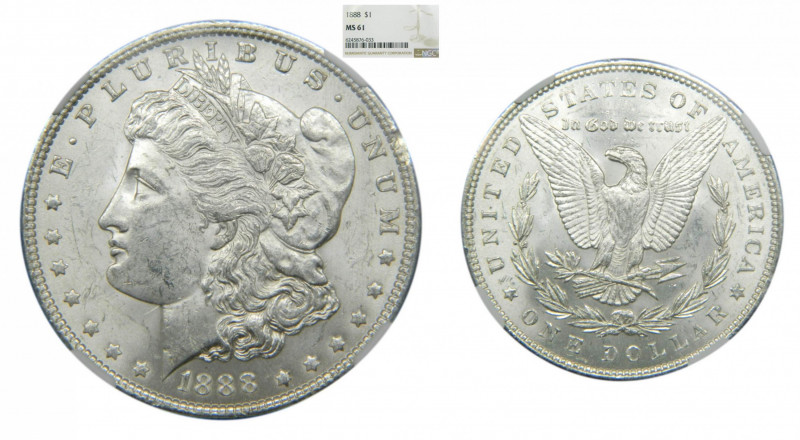 ESTADOS UNIDOS. 1888. Dólar Morgan. (km#110) Encapsulado por NGC
MS61