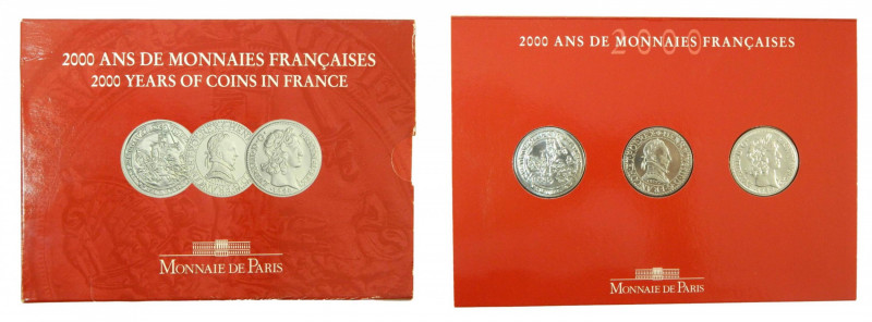 FRANCIA 2000. Set 3 monedas de 5 francos FDC. Blister oficial. (km#1962-1963-196...