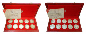 TUNEZ. 1969. Set de 10 monedas 1 dinar. (km#PS 3) (km#292-301 Republique Tunisienne. Ar. Estuche original. Pátina.
PROOF