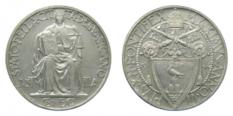 VATICANO 1944. 50 Centesimi. (KM#34). Rara. 
EBC+