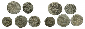 Lote Afganistán 5 monedas plata a Catalogar. Siglo XIX. Ar 
MBC