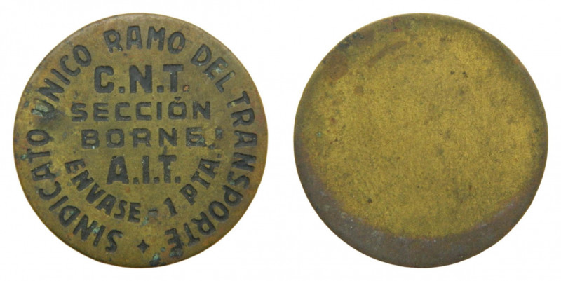 Barcelona. Mercat del Born. Sindicato Único del Transporte. CNT-AIT. 1 Peseta. G...