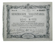 Carlos VII, Pretendiente 1870. La Tour de Peilz. 100 reales de vellón. (Ed. A205) (Ed. 196). 30 de mayo. Serie A. I emisión. Sello en seco.
SC