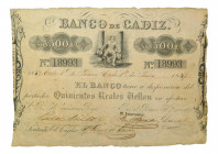 Banco de Cádiz Junio de 1859. 500 Reales de Vellón. ED-A68. 
MBC