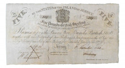 JERSEY ISLANDS 5 libras 1840. 1 de septiembre. (P-A1b)
MBC+