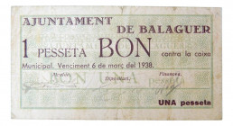 Catalunya. Ajuntament de Balaguer. 1 pesseta. 6 març 1937. AT-273. 
MBC