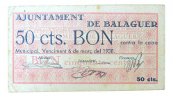 Catalunya. Ajuntament de Balaguer. 50 cèntims. 6 març 1937. AT-274. 
MBC