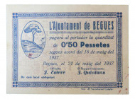 Catalunya. Ajuntament de Begues. 0,50 pessetes. 18 maig 1937. AT-341a. 
MBC+