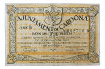 Catalunya. Ajuntament de Cardona. 0,50 pesseta. 13 maig 1937. AT-675. Escaso. Serie B.
MBC