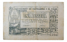 Catalunya. Ajuntament de Castellbell i el Vilar. 1 pesseta. 22 maig 1937. AT-695. Escaso.
MBC