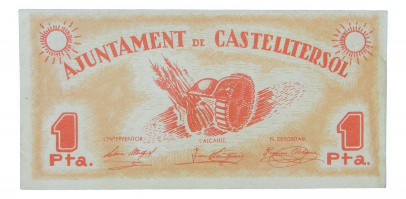 Catalunya. Ajuntament de Castelltersol. 1 pesseta. AT-767. 
SC