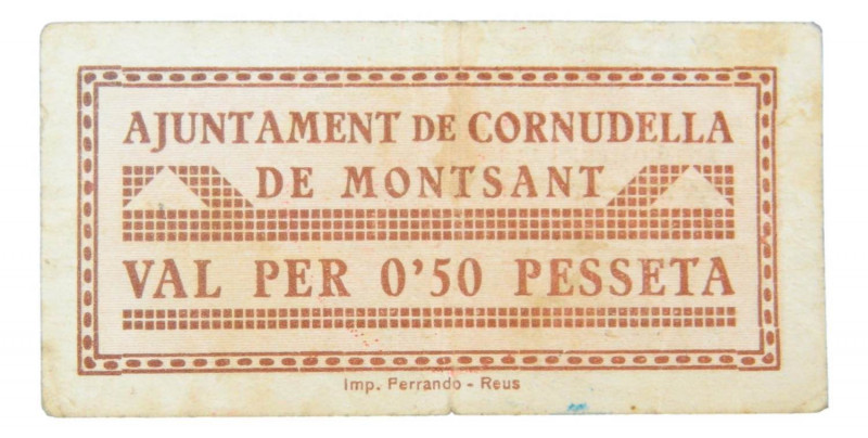 Catalunya. Ajuntament de Cornudella de Montsant. 0,50 pessetes. AT-894. Pequeñas...