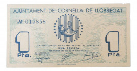 Catalunya. Ajuntament de Cornellà de Llobregat. 1 pesseta. 20 maig 1937. AT-885. 
EBC+