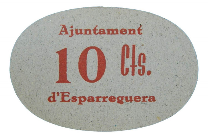 Catalunya. Ajuntament d´Esparraguera. 10 cèntims. AT-943. Cartón. Muy RARO. 
SC...