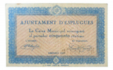 Catalunya. Ajuntament d´Esplugues. 50 cèntims. 1937. AT-959a. 
EBC