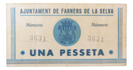 Catalunya. Ajuntament de Farners de la Selva. 1 pesseta. 13 maig 1937. AT-991. Escaso. 
MBC+