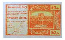 Catalunya. Ajuntament de Flaçà. 50 cèntims. 27 setembre 1937. AT-1015. 
EBC