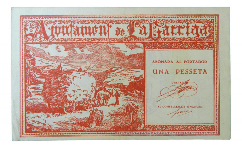 Catalunya. Ajuntament de la Garriga. 1 pesseta. Juliol 1937. AT-1094. 
EBC-