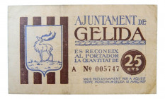 Catalunya. Ajuntament de Gelida. 25 cèntims. 12 març 1937. AT-1111.
MBC
