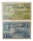 Catalunya. Ajuntament de Gualba. 25 y 50 cèntims. Maig 1937. AT-1197 y AT-1198. Leves manchitas. 
EBC+/MBC