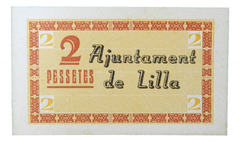 Catalunya. Ajuntament de Lilla. 2 pessetes. AT-1303a. Escaso. 
SC