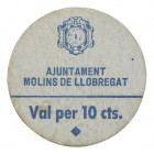 Catalunya. Ajuntament de Monlins de Llobregat. 10 cèntims. AT-1510j. Cartón. 
EBC+
