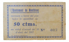 Catalunya. Ajuntament de Montblanc. 50 cèntims. 26 abril 1937. AT-1538. 
MBC