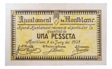 Catalunya. Ajuntament de Montblanc. 1 pesseta. 8 juny 1937. AT-1539. 
EBC+