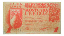 Catalunya. Ajuntament de Montcada i Reixac. 1 pesseta. Maig 1937. AT-1557d. T-1790d. Numerado en el anverso. 
MBC+